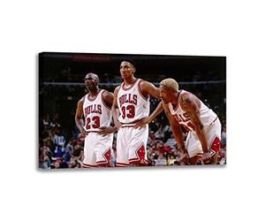 Pittura Moderna su Tela Poster di Michael Jordan, Scottie Pippen E Dennis Rodman Immagini da Parete di Basket per L'arredamento della Camera dei Ragazzi degli Uomini (90x140 cm(Senza Cornice))