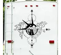 Pittura nera da parete mappa geometrica del mondo compasso decalcomanie da parete per camper camera da letto per ufficio adesivi per la casa