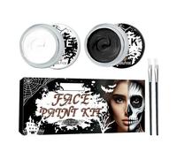 Pittura per il viso bianca e nera, Pittura per il viso di Halloween in bianco e nero | Kit per truccabimbi con pennelli - Colori per la pelle a copertura totale, kit per il trucco del vampiro scheletr