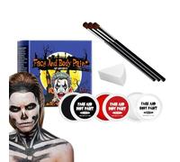 Pittura per il viso di Halloween, kit per la pittura del corpo, Pittura per il viso a 3 colori con pennelli e spugna, Vernice professionale, trucco da cosplay per donne adulte