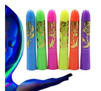 Pittura per il viso fluorescente, 6 pezzi, pittura per il corpo fluorescente al buio, pennarelli glitterati ad asciugatura rapida, lavabili per locali notturni, festival, matrimoni a tema feste