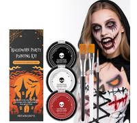 Pittura per il viso per Halloween, Joker trucco Halloween Pittura, viso bianco nero rosso con pennello, non tossico, per Halloween, Natale, carnevale, serate a tema