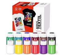 Pittura per Tessuti Permanenti 12 x 20 ml - Set Colori per Tessuti, Pelle e Cuoio | Colore Acrilico per Stoffa, Scarpe, Magliette e Jeans Lavabile | Tempere per Vestiti | Fabric Paint Professionale