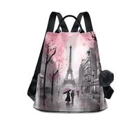 Pittura Persone Passeggiando attraverso Parigi Ombrelli Zaino Borsa per Le Donne Anti Furto Posteriore Cerniera Moda Casual Borsa Da Viaggio