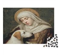Pittura religiosa classica: Santa con il suo cane Puzzle 1000Pcs Decorazione Per La Casa. Rilassamento E Intelligence Per Adulti E Bambini Da 14 Anni 52x38cm/1000pcs