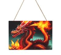 Pittura rettangolare del re drago nel fuoco. 20,3 x 30,5 cm. Elegante decorazione da parete moderna per la casa per migliorare il tuo spazio.