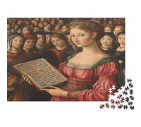 Pittura rinascimentale|Donna che mostra un manifesto informativo alla folla| Puzzle Divertenti Per Tutta La Famiglia 52x38cm/1000pcs Adulti