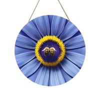 Pittura rotonda del pannello di legno dell'ape del cuore del fiore 30,5 cm. Opera d'arte squisita, legno ecologico, una scelta elegante per la decorazione della casa.