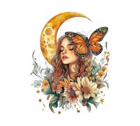 Pittura sogno luna ragazza farfalla fiori camera da letto soggiorno sfondo decorazione adesivi