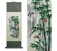 Pittura su Rotolo di Arte Cinese, Pergamene di Paesaggio, Pittura su Rotolo di Arte della Parete Cinese Rotolo Giapponese, Pittura su Rotolo di Seta Decorazione Murale Asiatica Quattro Sta, A3