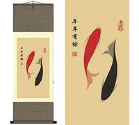 Pittura su rotolo di seta, Pergamena d'arte cinese, Pergamene di paesaggi, Pittura su rotolo di arte cinese da parete Pergamena giapponese, Decorazione murale asiatica Quattro stagioni Primavera Estat