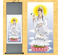 Pittura su rotolo di seta, Thangka in broccato, pittura rituale su rotolo del Bodhisattva Avalokitesvara, forniture tradizionali del Buddha