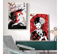 Pittura su tela Wall Art Ruby Geisha Stampe giapponesi Immagine Nordic Kimono Donna Poster Modern Home Decor 55x78cmx2pcs Senza cornice