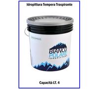 Pittura Tempera per Interni Traspirante Bianca Idropittura Murale da 4 e 14 Lt