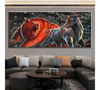 Pittura Wall Art Citazione Motivazionale Poster e Stampa Animale Immagine Per Soggiorno Home Decor Cuadro Splendida Toro Orso Tela (senza cornice), 60 x 135 cm