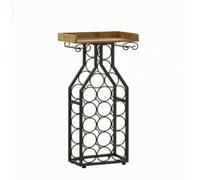 Pitycbo Armadietto Portabottiglie Vino Cantinetta Scaffale Credenza con Supporto Bicchieri Struttura Nera E Ripiano Moderno Industriale Salvaspazio Adatto per Bar in Area Living