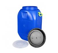 Pitycbo Barile per Alimenti in HDPE Alimentare | Fusto con Doppio Coperchio, Riutilizzabile, Contenitore Cilindrico con Nervature Strutturali, per Fermentazione domestica, Cubo 50L