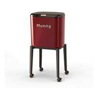 Pitycbo Cestino Rifiuti Cucina Bidone Pattumiera Secchio Spazzatura con Ruote E Coperchio a Pressione Telaio Rialzato per Pulizie Collocazione in Angoli E, Red