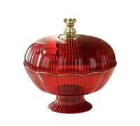 Pitycbo Ciotola per Frutta con Piedistallo E Coperchio a Forma di Orso, Design di Drenaggio, Vassoio per Snack, Piatto Da Portata Rotondo 24x25 Cm per Piano D, Rosso