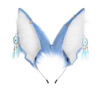 Pitycbo Copricapo Festival Orecchie Animali Cerchietto Costume Accessorio Testa con Decorazioni a Sogno E Finitura Soffice Pelliccia Sintetica E Fascette, Array, Blu