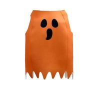 Pitycbo Costume di Halloween Poncho Senza Maniche Tunica Fantasma Ampia con Stampa Occhi E Bocca in Materiale Morbido Adatto per Feste a Tema Spettacoli, Arancione, Fantasma Arancione - Bambino