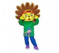 Pitycbo Costume Leone Mascotte Tuta Testa Guanti Copripiedi Materiale Morbido Traspirante Set Completo Adatto a Marketing Inaugurazioni Distribuzione, 175-185cm, Leone E