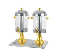 Pitycbo Dispenser di a Doppia Testa Trasparente Distribut Raffreddato con Due Serbatoi in Stabile per Catering, Hotel, Oro