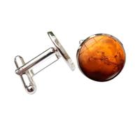 Pitycbo Gemelli Uomo Astronomia Gemelli Camicia Gemelli French Cuff Gemelli Spaziali con Immagini Planetarie sotto Lente in Vetro E Corpo in Lega Durevole, Arancione