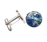 Pitycbo Gemelli Uomo Astronomia Gemelli Camicia Gemelli French Cuff Gemelli Spaziali con Immagini Planetarie sotto Lente in Vetro E Corpo in Lega Durevole, Blu, Verde