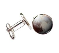 Pitycbo Gemelli Uomo Astronomia Gemelli Camicia Gemelli French Cuff Gemelli Spaziali con Immagini Planetarie sotto Lente in Vetro E Corpo in Lega Durevole, Grigio