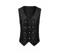 Pitycbo Gilet con Bottoni Floreale | Senza Maniche, Gilet Jacquard, Formale, per Spettacolo, Uomini, Cosplayer, S
