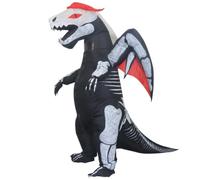 Pitycbo Gonfiabile a Forma di Drago Scheletrico Nero con Testa E Coccige Rossastri per Tema Festa in Maschera Travestimento