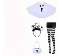 Pitycbo Mantello da Fantasma con Cappuccio Morbido E Vestibilità Comoda con Accessori Completi Come Gonna a Righe Cerchietto E Borsetta per Tema E Scatti Stagionali