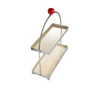 Pitycbo Organizer Verticale a Due Ripiani con Telaio Arco in Metallo E Mensole in Acrilico con Bordo Rialzato per Ripiani da Toeletta E Comodini Moderni, Rosso Crema, Rosso