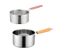 Pitycbo Pentola Piccola in Acciaio Inox con Manico Pentola con Vaschetta Scolapasta Multifunzionale Friggitrice in Acciaio Inox Vaschetta