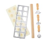 Pitycbo Ravioli Maker Press Set Pasta Stampatore Tagliapasta Mattarello Funzione Versatile Robustezza Adatto Cucina Familiare Ristorante Occasioni Sociali, Argento