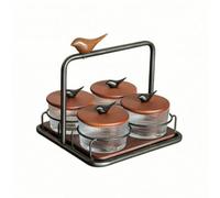 Pitycbo Snack in a Due Livelli E Maniglia per Servire Caramelle E Noccioline Organizzatore da Banco con Coperchi Decorativi Adatto per Ufficio, Stile A