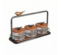 Pitycbo Snack in a Due Livelli E Maniglia per Servire Caramelle E Noccioline Organizzatore da Banco con Coperchi Decorativi Adatto per Ufficio, Stile C