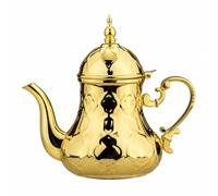 Pitycbo Teiera Stile Mediorientale Tradizionale Teiera da 1,4 Litri Resistente Servitore per Rituali di Tè e Caffè, Oro