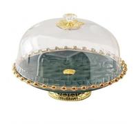 Pitycbo Vassoio per Torte Alzata Porta Dolci con Cupola Dome Trasparente Base Stabile E Facetata Adatto per Matrimoni Feste di Compleanno Buffet Decorazione Dolci, Verde, 10 Pollici