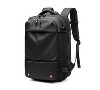 Pitycbo Zaino da Viaggio Compressibile Uomo con Capacità Espandibile Tre Scomparti Organizzati Compressione a Pulsante Accesso Facile Agli Essenziali Nylon E, Nero, Nero, 19 Pollici