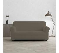 PIU BELLO Copridivano Bielastico Elasticizzato con Braccioli Sagomati - Copri Divano 2 Posti Estensibile 130-170 cm, Salvapoltrona Antimacchia, Lavabile in Lavatrice, Tessuto Premium - TORTORA