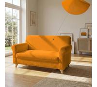 PIU BELLO Copridivano Bielastico Elasticizzato con Braccioli Sagomati - Copri Divano 2 Posti Estensibile 130-170 cm, Salvapoltrona Antimacchia, Lavabile in Lavatrice, Tessuto Premium - ARANCIO