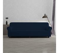 PIU BELLO Copridivano Bielastico Elasticizzato con Braccioli Sagomati - Copri Divano 4 Posti Estensibile 220-270 cm, Salvapoltrona Antimacchia, Lavabile in Lavatrice, Tessuto Premium - BLU SCURO