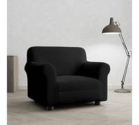 PIU BELLO Copripoltrona Bielastico Elasticizzato con Braccioli Sagomati - Copri Poltrona 1 Posto Estensibile 70-110 cm, Salvapoltrona Antimacchia, Lavabile in Lavatrice, Tessuto Premium - NERO