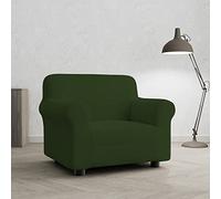 PIU BELLO Copripoltrona Bielastico Elasticizzato con Braccioli Sagomati - Copri Poltrona 1 Posto Estensibile 70-110 cm, Salvapoltrona Antimacchia, Lavabile in Lavatrice, Tessuto Premium - VERDE SCURO