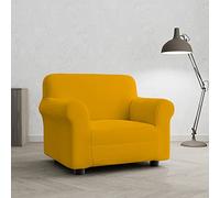 PIU BELLO Copripoltrona Bielastico Elasticizzato con Braccioli Sagomati - Copri Poltrona 1 Posto Estensibile 70-110 cm, Salvapoltrona Antimacchia, Lavabile in Lavatrice, Tessuto Premium - GIALLO
