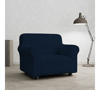 PIU BELLO Copripoltrona Bielastico Elasticizzato con Braccioli Sagomati - Copri Poltrona 1 Posto Estensibile 70-110 cm, Salvapoltrona Antimacchia, Lavabile in Lavatrice, Tessuto Premium - BLU SCURO