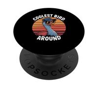Più cool uccello intorno struzzo con occhiali da sole retrò tramonto PopSockets PopGrip Adesivo