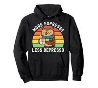 più Espresso Less Depresso Gufo Giapponese Retro Coffee Lover Felpa con Cappuccio